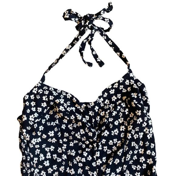 Free People Intimately Black White Micro Floral One Piece Swimsuit Bodysuit Medi - Picture 2 of 5